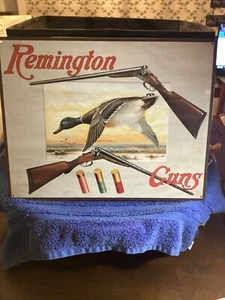Vintage Tin Metal Sign 12.5 X 16. Remington 2 Shotguns And Duck. Pond - Picture 1 of 7