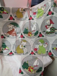 Vintage 1940's Kandell Design Everlast Chintz partial Curtain panel Kittens - Picture 1 of 7