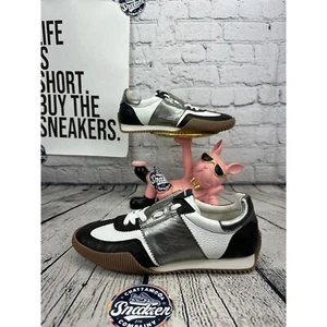 Karl Lagerfeld Paris Leather Racing Sneakers Mens 8 Black Leather White Shoes - Picture 1 of 8