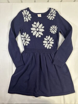 Girls Gymboree Navy Blue Sweater Dress With Silver Snow Flakes Sz 7 NWT Holiday - Image 1 of 4