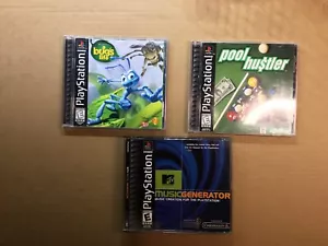 Bugs Life, Pool Hustler And MTV Music Generator PS1 all with Manuals - Picture 1 of 3