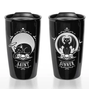 ALCHEMY GOTHIC SAINT & SINNER TRAVEL MUG TUMBLER Doppelwandig Keramik Heiß Kalt - Bild 1 von 2
