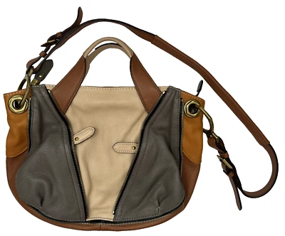 OrYANY Lian Color Block Cuero Bolso de Hombro Cartera Beige Gris Marrón Boho Informal Foto 1 de 4