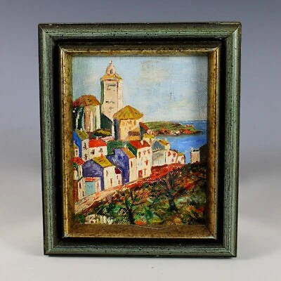 Miniature Original Folk Art Primitive Painting signed - Image 1 of 4