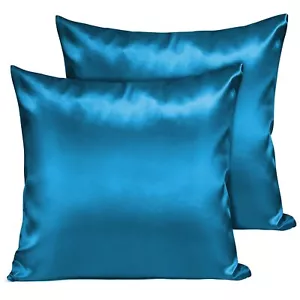 Luxus Satin Seiden Kissenbezug 80x80 cm, Königsblau, 2er Set Superweicher New - Bild 1 von 7