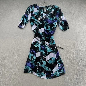 ATTENTION Short Sleeve Sheer Abstract Floral MIDI Dress in Women’s Size XS NEW - Picture 1 of 14