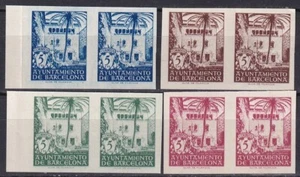 Spain Barcelona 1945 Edifil 65s/68s imperf. horiz. pair MNG VF - Picture 1 of 1