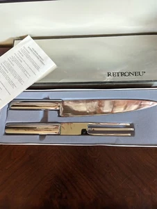 RETRONEU 2-Piece Carving Set Knife Meat Fork 18/8 Stainless New - Picture 1 of 6