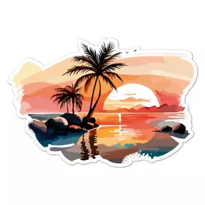 Palmen Sonnenuntergang, Vinyl Aufkleber Aufkleber, drinnen draußen, 3 Größen, #9800 - Bild 1 von 1