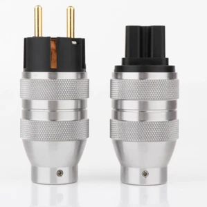 High End Referenz vergoldete Schuko EU Netzstecker + Kaltgerätebuchse - Bild 1 von 6