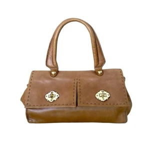 Borsa a mano Cynthia Rowley in pelle con manico superiore marrone oro 5,5” x 6,5” - Foto 1 di 12