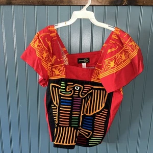 Vintage Crossroads Med Damen Shirt Pull Over Indianer/Inka Design rot und schwarz - Bild 1 von 11