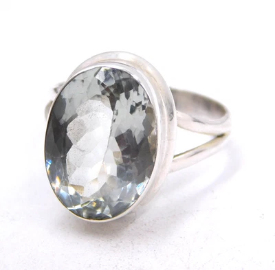 5 GM 925 Sterlingsilber Natürlich Prasiolith Schliff Edelstein Fein Ringgröße 7 - Bild 1 von 4