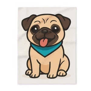 Manta de Vellón, Pug Puppy Smiles, Lindo Tiro de Animales, Acogedora Decoración del Hogar de Invierno, - Imagen 1 de 5