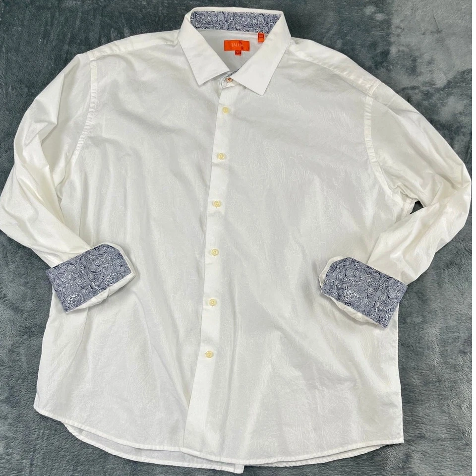 Мужская Tallia белый Jacquard французский манжеты XL отличный длинным рукавом на пуговицах  - Изображение 1 из 4