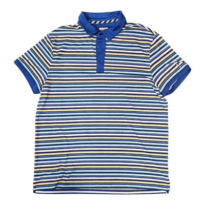Camisa polo masculina listrada manga curta esporte TailorByrd L azul amarela branca - Imagem 1 de 4