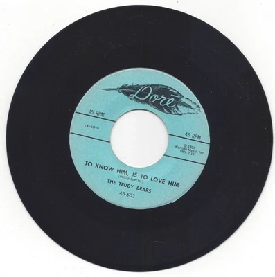 THE TEDDY BEARS, "TO KNOW HIM, IS TO LOVE HIM" - Image 1 of 2