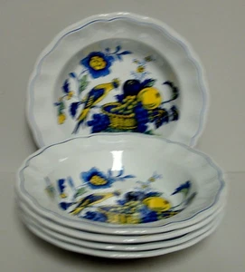 Spode BLUE BIRD 7-1/2" Rim Soup Bowls SOLD IN SET OF FIVE - Picture 1 of 3