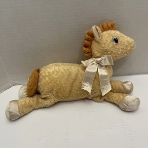 Vintage Dakin Huggables Horse Peach Terrycloth Rattle Satin Ears & Hooves Floppy - Picture 1 of 9