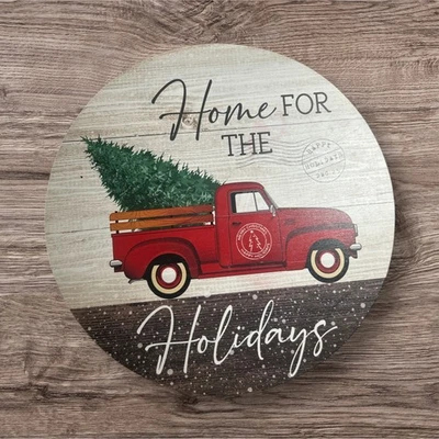 Casa Holiday Woodlands para las vacaciones tema camión rojo Lazy Susan 12"D Foto 1 de 2