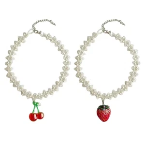 Simple Cherry Strawberry Pendant Necklac Fashion Collar Neckchain Jewelry - Picture 1 of 9