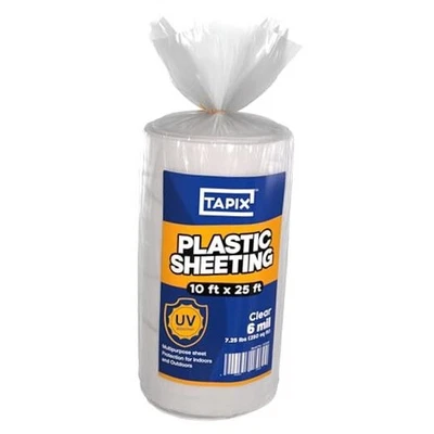 Lámina de plástico (10' x 25') de largo, 6 mil - Protección UV Poli 1 rollo transparente Foto 1 de 4