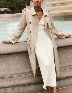 NWT REISS Azura Trench Coat Removable Quilted Hood Sz 4/ US8 (S?) NORDSTROM $495 - Picture 1 of 14