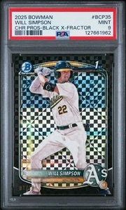 2025 Bowman Chrome Will Simpson 1st Black X-Fractor • #BCP35 • 1/10 • PSA 9 - Bild 1 von 3