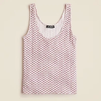 J. Regata Crew Pointelle em ditsy floral pequena vermelha e branca - Imagem 1 de 4