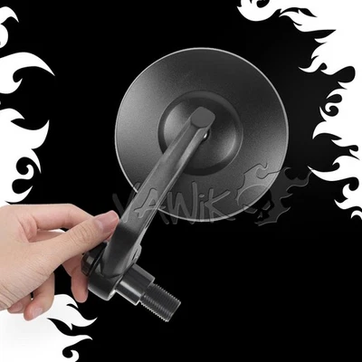 VAWiK Motorcycle Bar End Black Mirrors BOB Round Convex fits Yamaha SMAX TMAX530 - Изображение 1 из 4