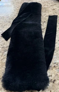 Vintage Black Mouton Sheepskin Fur Collar Scarf 24” x 6”, Velvet Lined - Picture 1 of 5