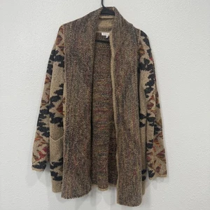 Cárdigan suéter tejido corazón para mujer talla L patrón geométrico bolsillos delanteros abiertos - Imagen 1 de 8