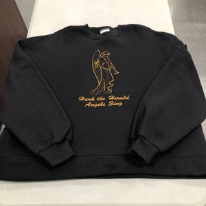 Felpa natalizia Hark the Herald vintage anni 90 nero oro XL cucita tullex - Foto 1 di 8