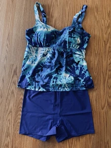 Kim Gravel X Trajes de Baño Para Todos Cuello Redondo Tankini Set Bicicleta Pantalones Cortos Talla 14 Azul NUEVO - Imagen 1 de 10