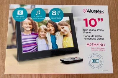 Aluratek Digital Photo Picture Frame 10” Built in Memory 8GB With Remote New - Image 1 of 3