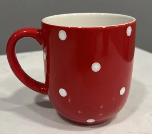TAZA DE CAFÉ SPODE BAKING DAYS - CERÁMICA ROJA CON LUNARES BLANCOS USADA EN EXCELENTE ESTADO - Imagen 1 de 5