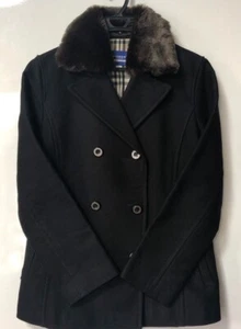 BURBERRY LONDON BLUE LABEL peacoat fur color black size 38 S fashion women outer - Picture 1 of 9