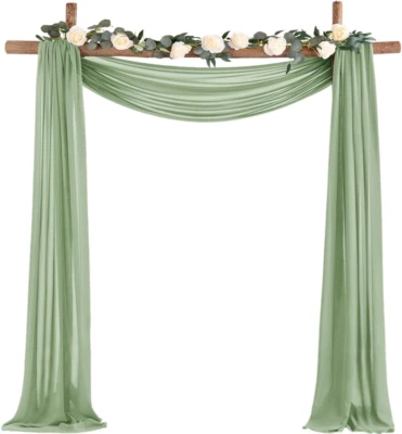 Tela para drapeado con arco para bodas, 29" x 19 pies 2 paneles verde esmeralda. - Image 1 of 4