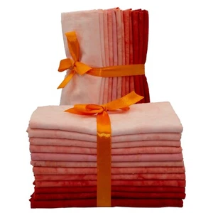 12 Piece Batik Fat Quarter Bundle -Tonal Salt Wash- Apricot - Picture 1 of 1