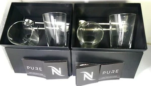 Nespresso 2 X 2 Pure Recipe Glasses & 2 X 2 Spoons With Sku 3665/2,New - Picture 1 of 6
