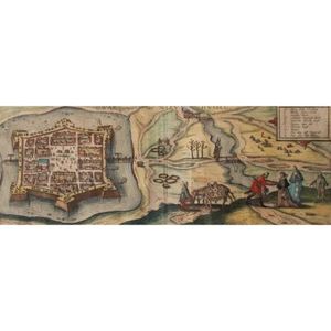 Nové Zámky Eslovaquia marrón Hogenberg kol grabado en cobre vista 1617 Orbis terrario - Imagen 1 de 4