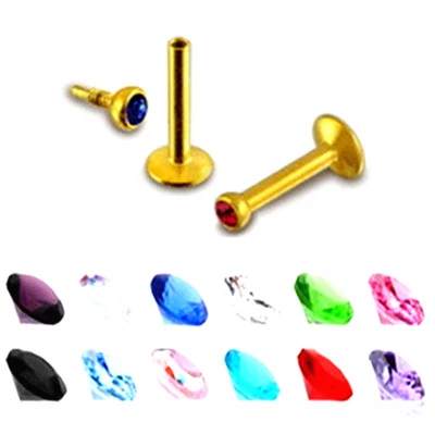 2X Labret Lippen Piercing Kristall Innengewinde Stecker Monroe Tragus Helix Ohr - Bild 1 von 2