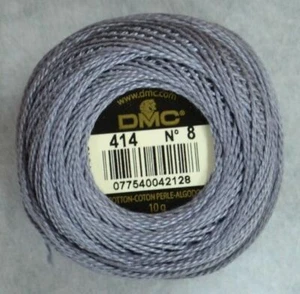 DMC Perle (Pearl) No.8 Cotton 10g Ball 80m Colour 414 DARK STEEL GREY - Imagen 1 de 1