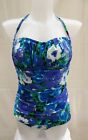 Gottex blues / floral h'neck/strapless pad cup swimming costume Size 12