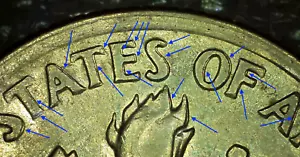 1989 P Roosevelt Dime DDR Double Die Reverse Error on Torch, Flame and letters - Picture 1 of 5