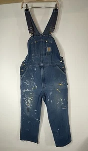 Carhartt Latzhose Herren 42X30 Carpenter Denim Artist Farmer Rancher WIE GEFUNDEN - Bild 1 von 18