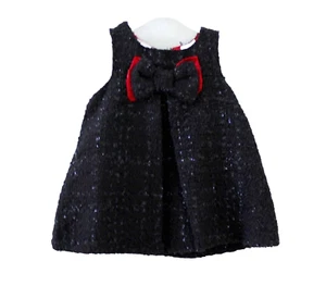 Koala Baby Sleeveless Sparkle Bow Detail Tweed A-Line Dress Size 6M Black Red - Picture 1 of 4