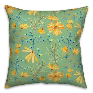 Creative Products Green Flowers 18 x 18 Indoor / Outdoor Pillow - Picture 1 of 3