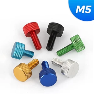M5 / 5mm Knurled Thumb Screws Aluminum Hand Grip Knob Bolts 10mm to 16mm Long - Picture 1 of 12