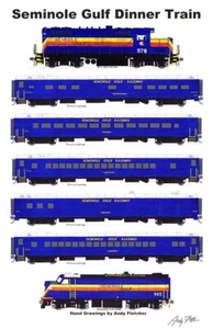 Póster Seminole Gulf Dinner Train 11"x17" firmado por Andy Fletcher - Imagen 1 de 1